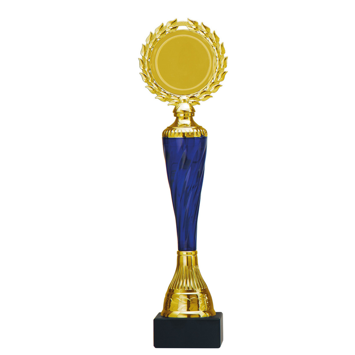 Luxe trofee-prijs goud-blauw middenstuk kunststof 32 x 8 cm sportprijs