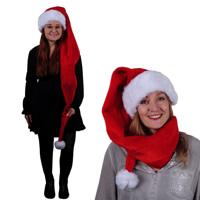 Luxe XL kerstmuts rood-wit pluche voor volwassenen