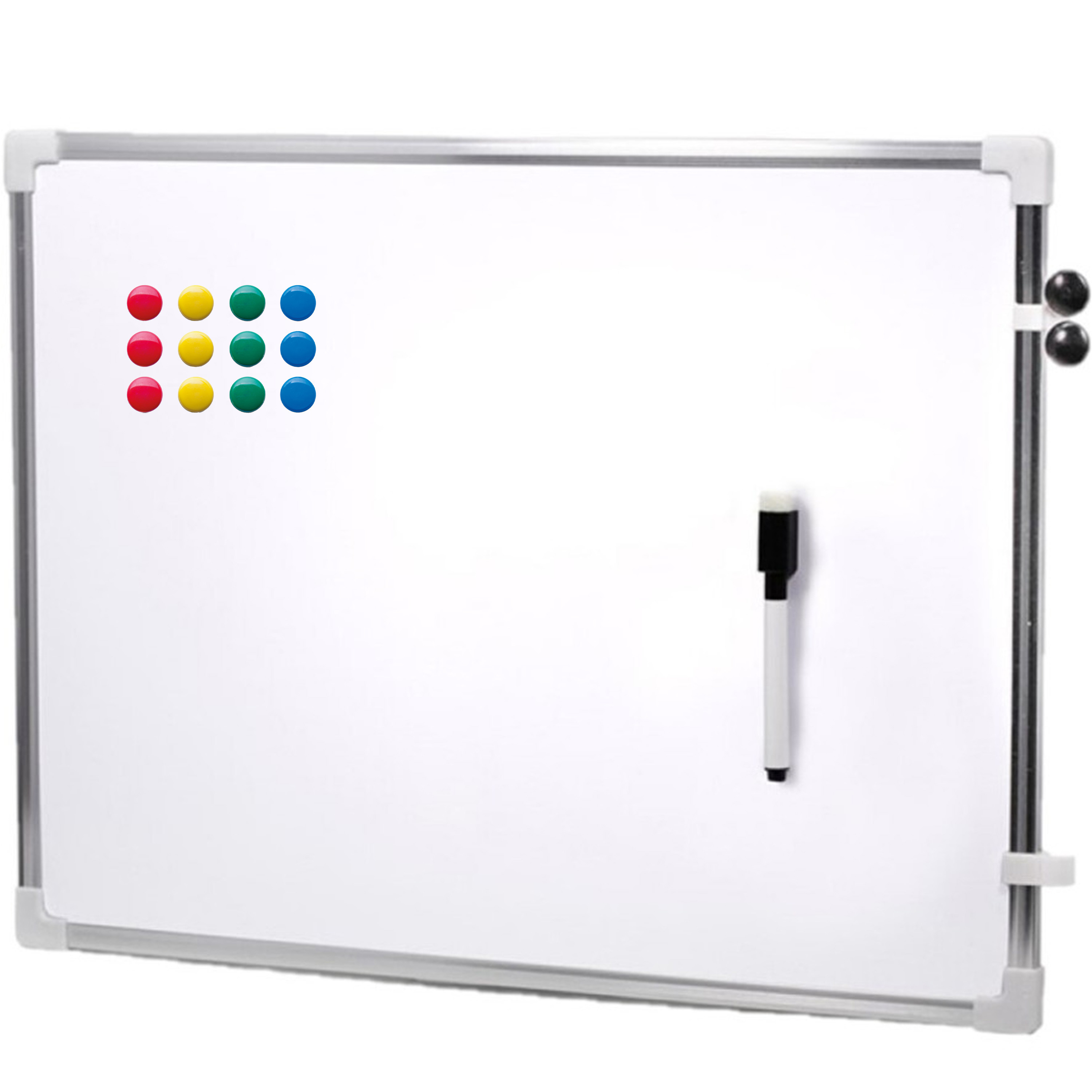 Magnetisch whiteboard met marker-12x magneten gekleurd 80 x 60 cm