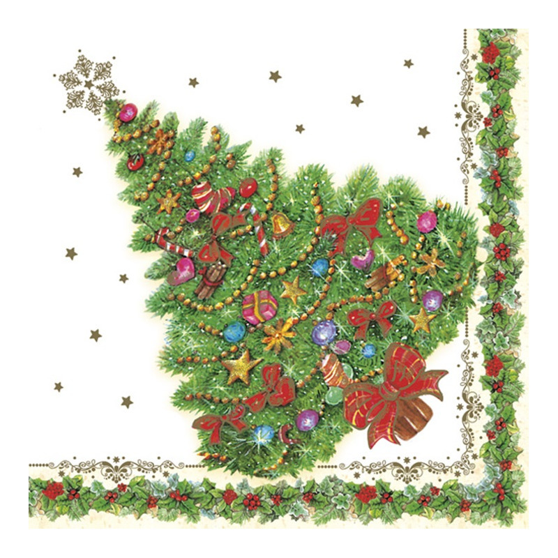 Maki kerst thema servetten 20x st 33 x 33 cm kerstboom