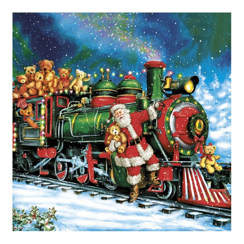 Maki kerst thema servetten 20x st 33 x 33 cm kerstman trein