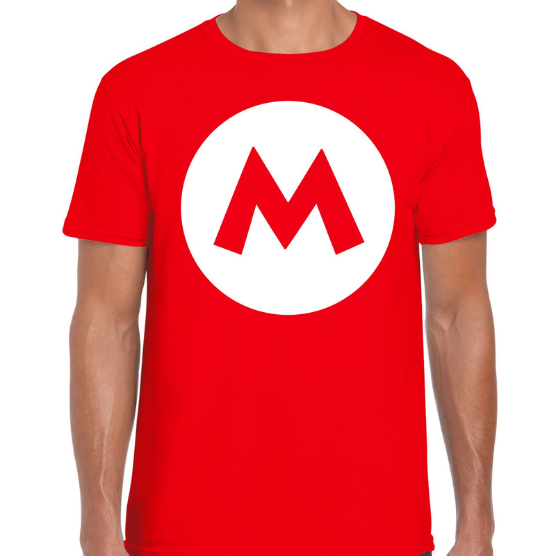 Mario loodgieter carnaval verkleed shirt rood voor heren