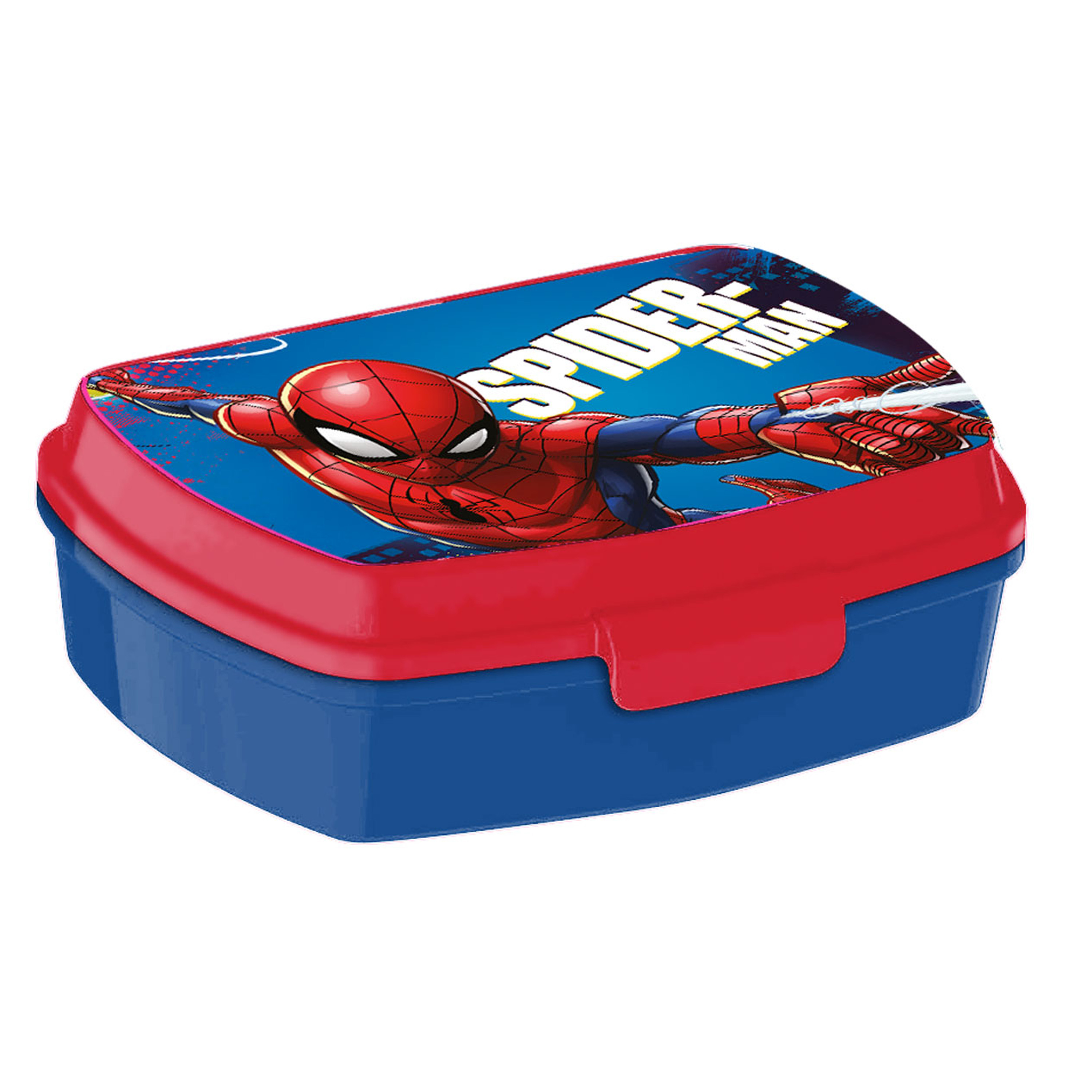 Marvel Spiderman broodtrommel-lunchbox voor kinderen blauw-rood kunststof 20 x 10 cm