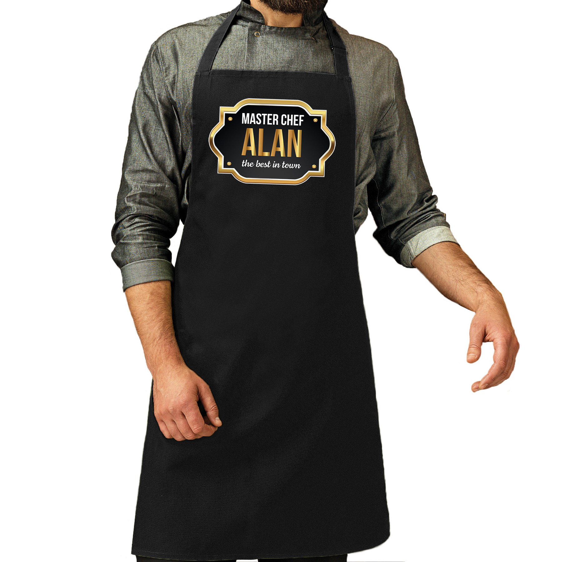 Master chef Alan keukenschort- barbecue schort zwart voor heren