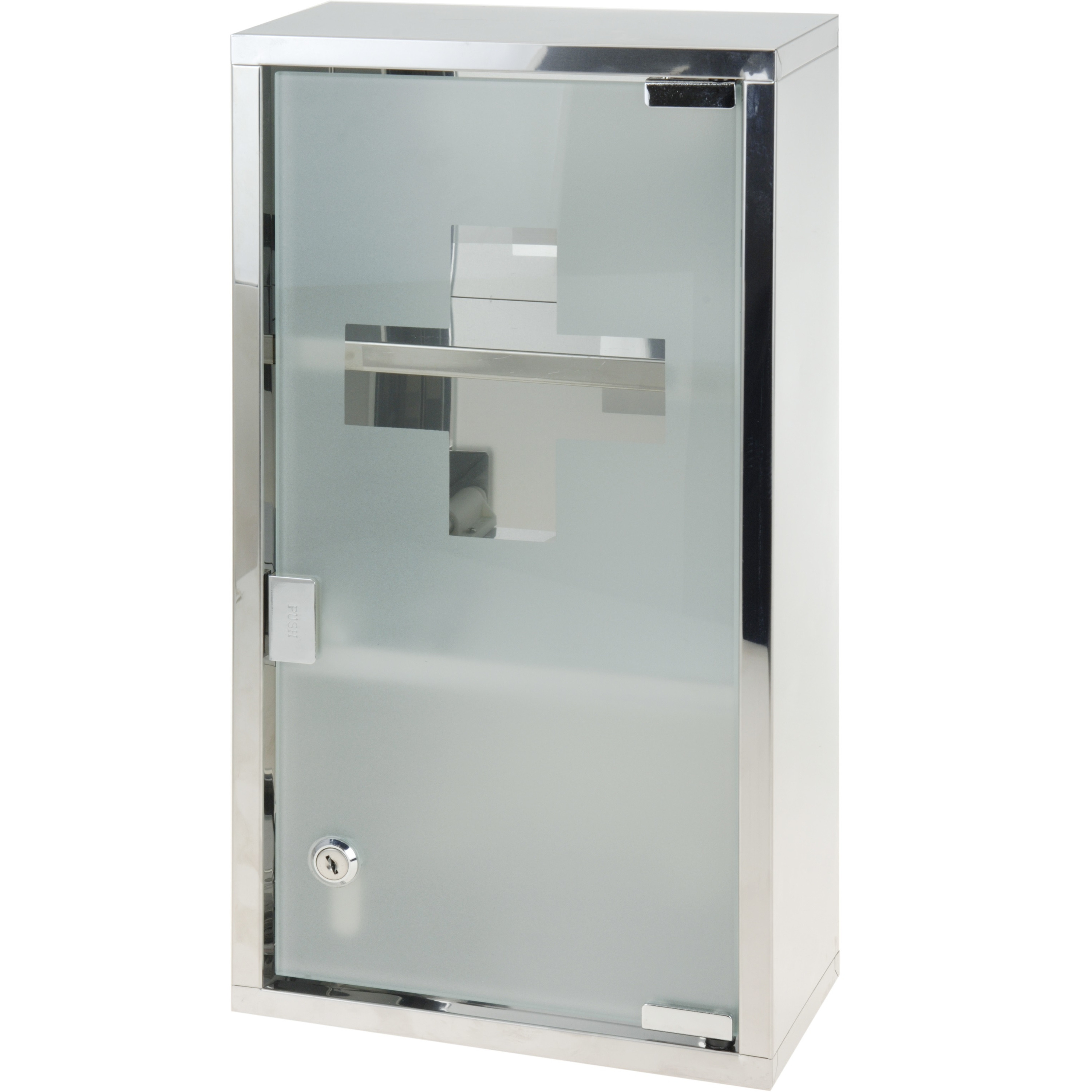 Medicijn-EHBO kastje met glazen deur met slotje 25 x 48 cm
