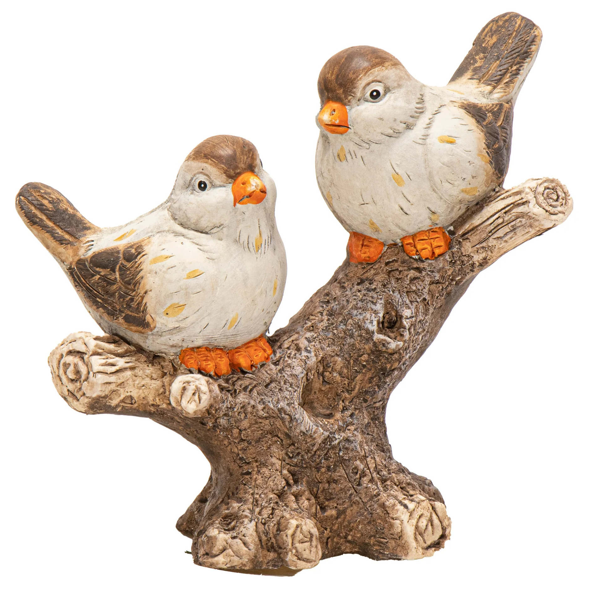 Mega Collections Decoratie van 2 vogeltjes op tak hout beeldje 28 x 14 x 26 cm
