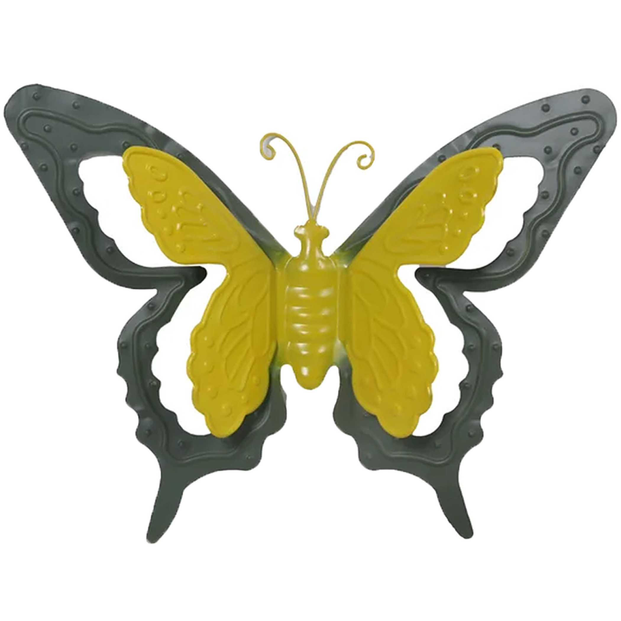 Mega Collections tuin-schutting decoratie vlinder metaal groen 24 x 18 cm