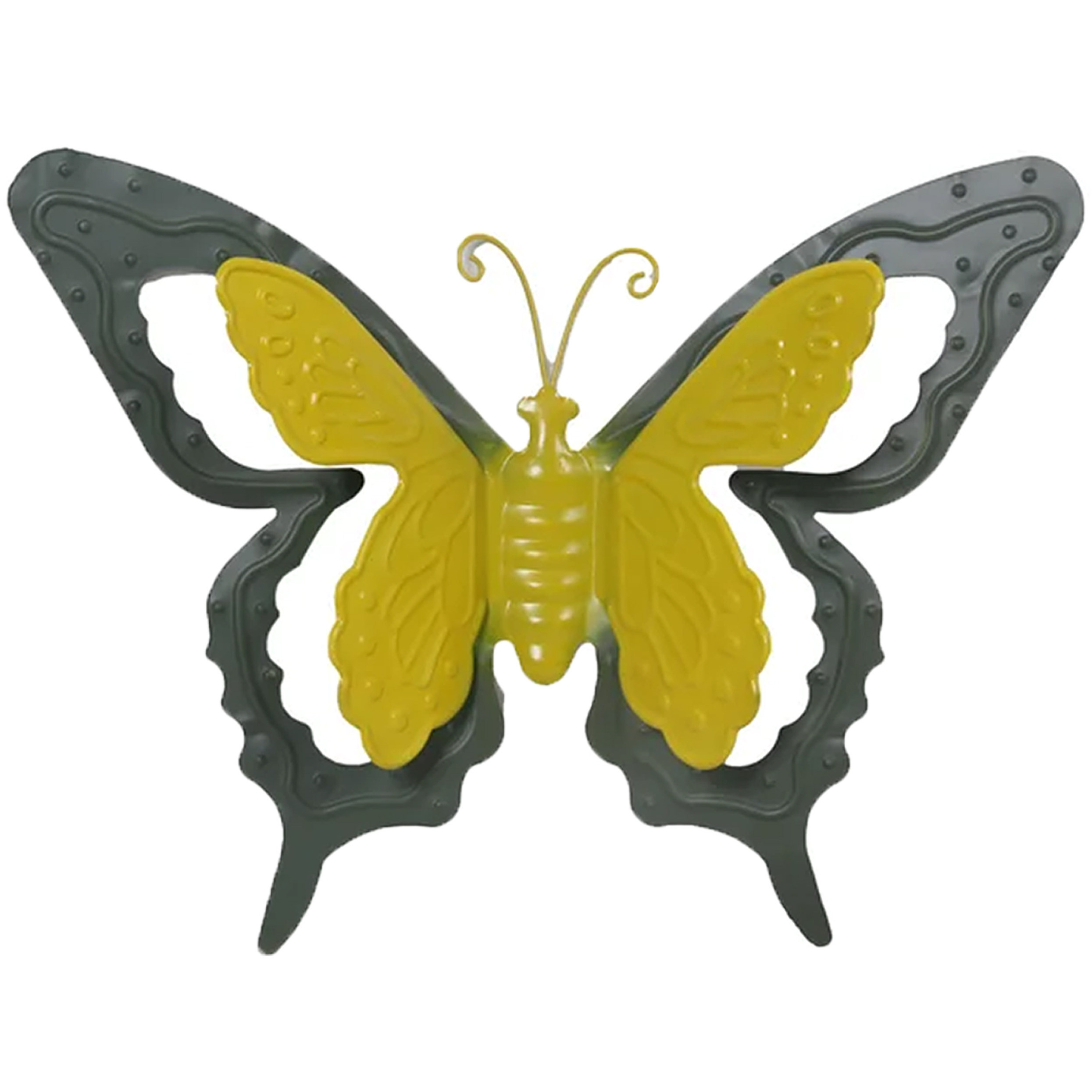 Mega Collections tuin-schutting decoratie vlinder metaal groen 36 x 27 cm