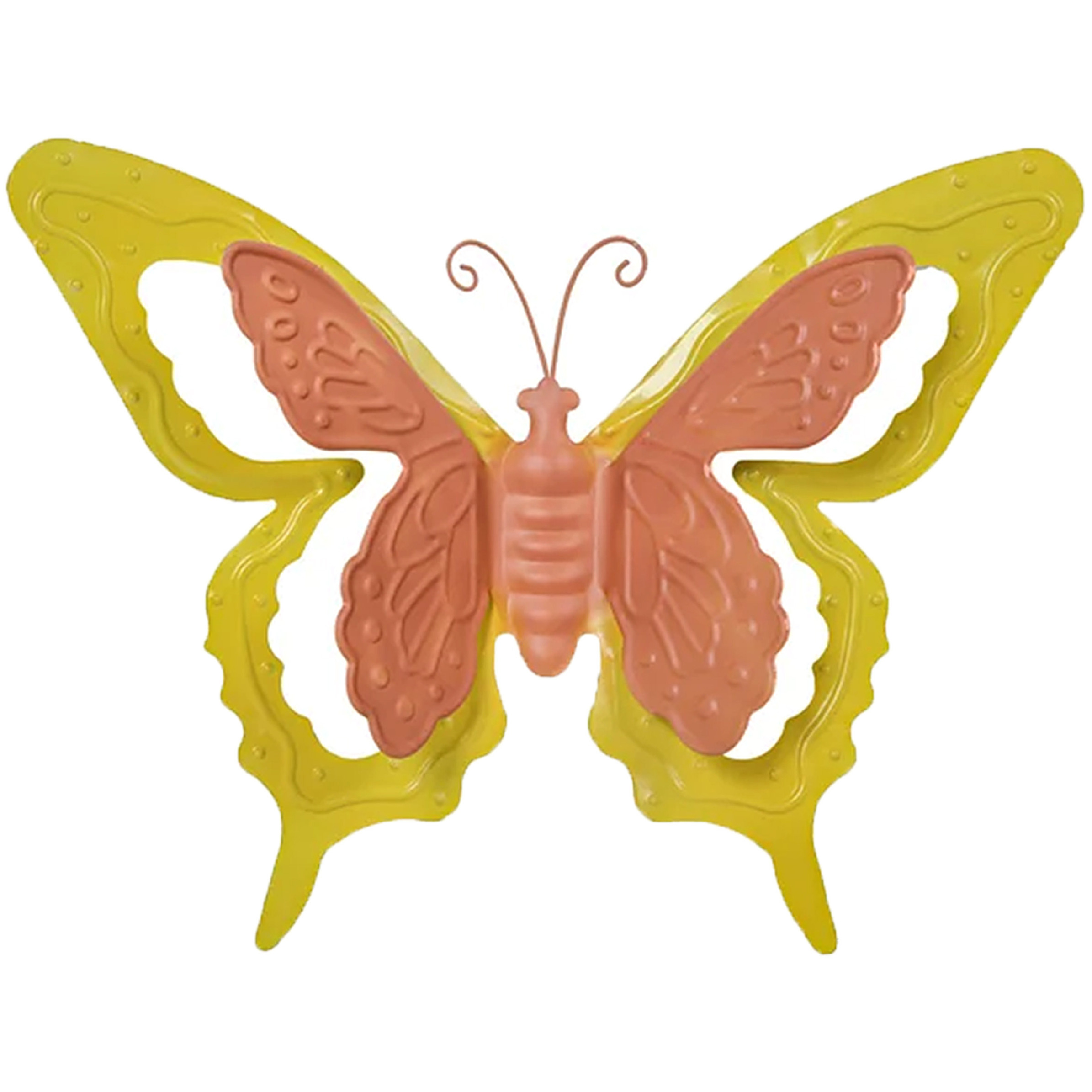 Mega Collections tuin-schutting decoratie vlinder metaal oranje 36 x 27 cm