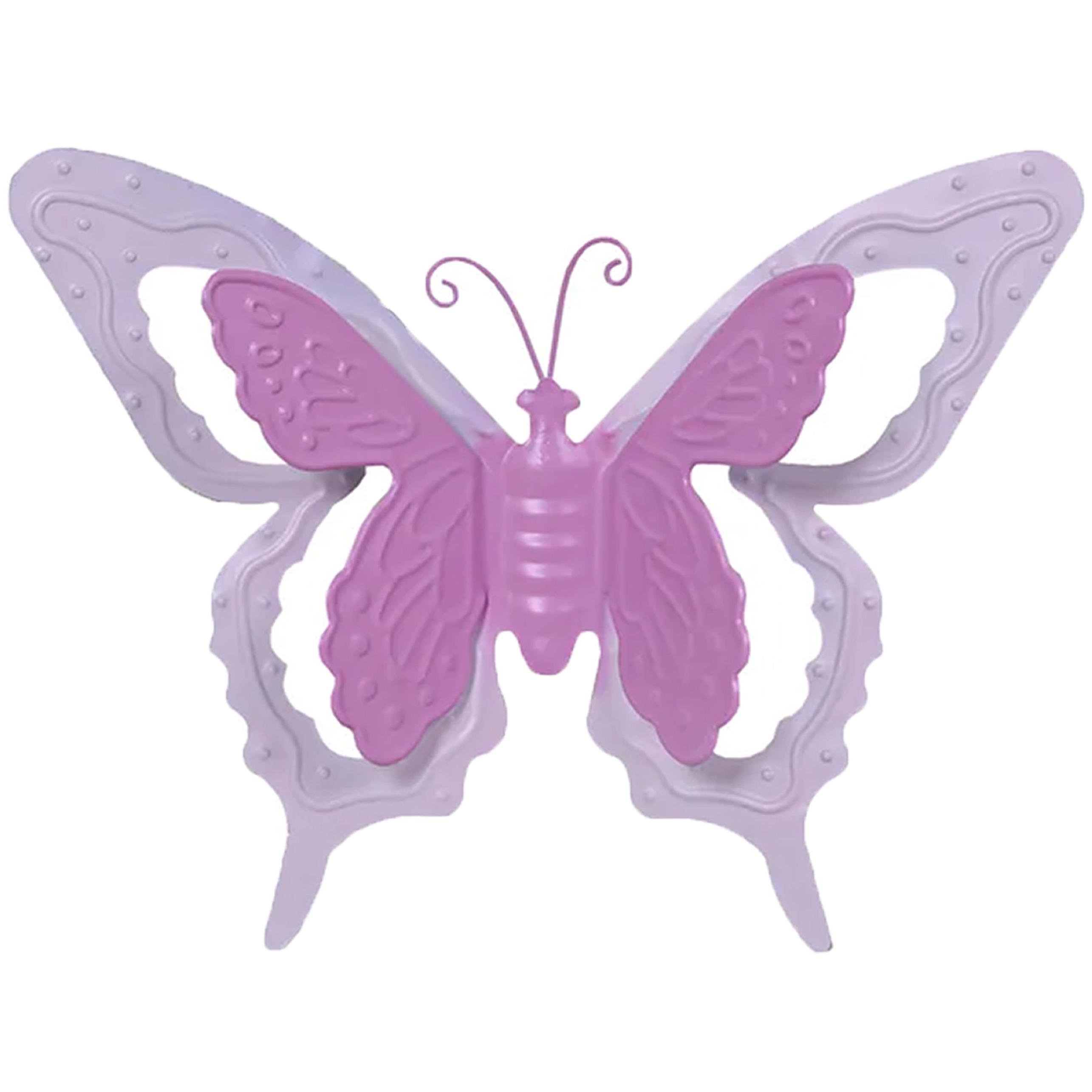 Mega Collections tuin-schutting decoratie vlinder metaal roze 36 x 27 cm