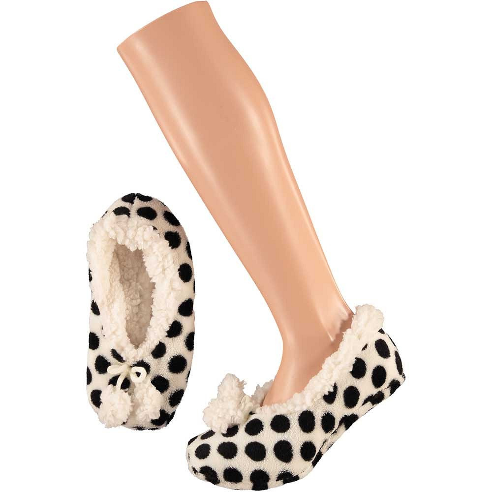 Meisjes ballerina sloffen-pantoffels wit met zwarte stippen maat 31-33