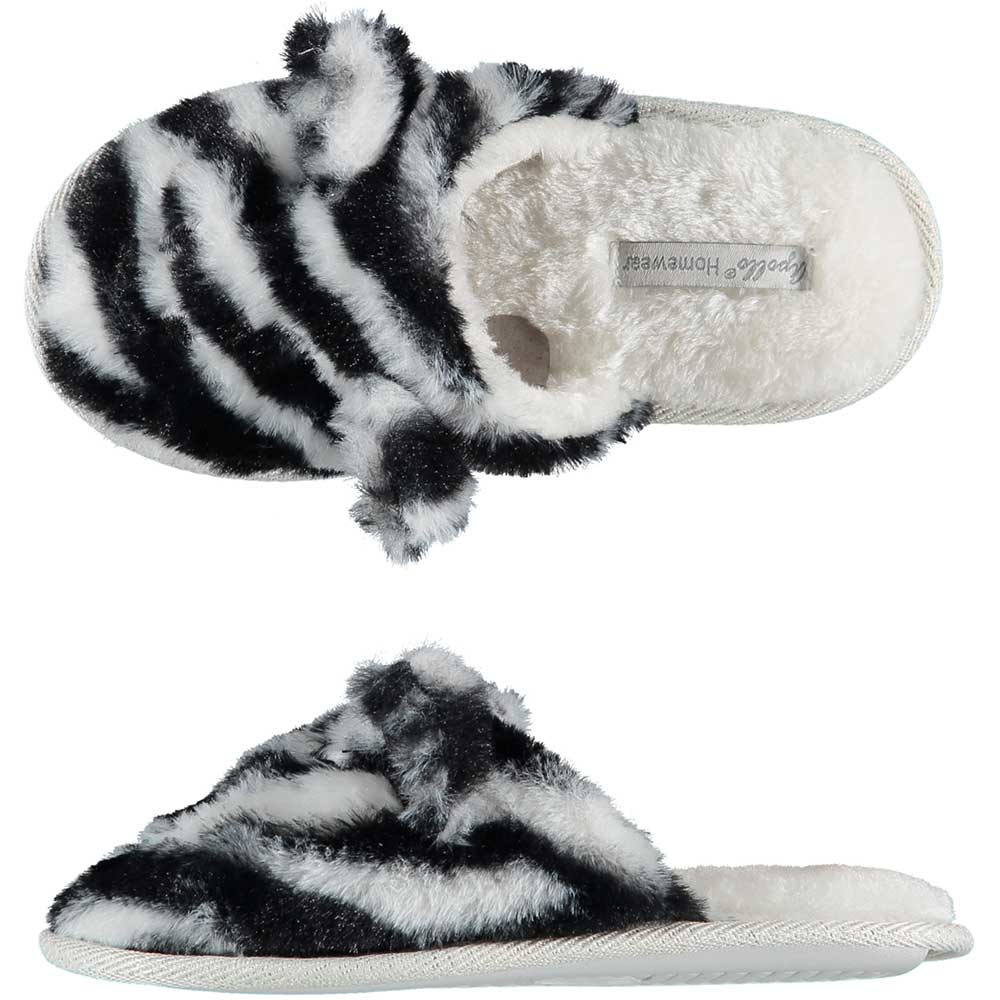 Meisjes instap slippers-pantoffels zebra print maat 31-32