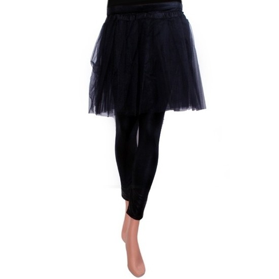 Meisjes verkleed rokje-tutu tule stof met elastiek zwart one size