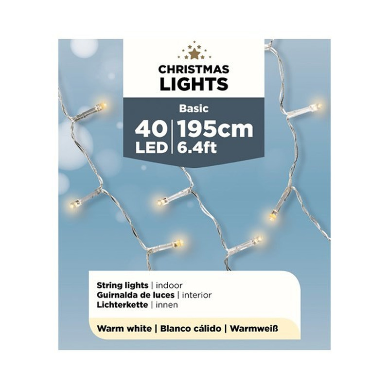 Micro LED binnenverlichting op batterij warm wit 40 lampjes