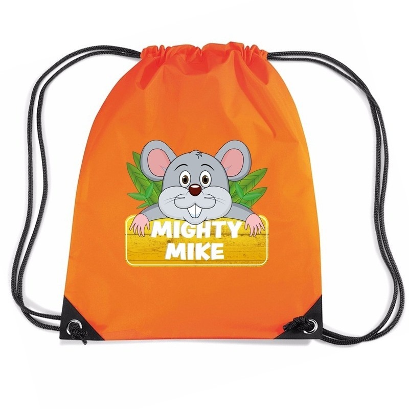 Mighty Mike de muis trekkoord rugzak-gymtas oranje voor kinderen