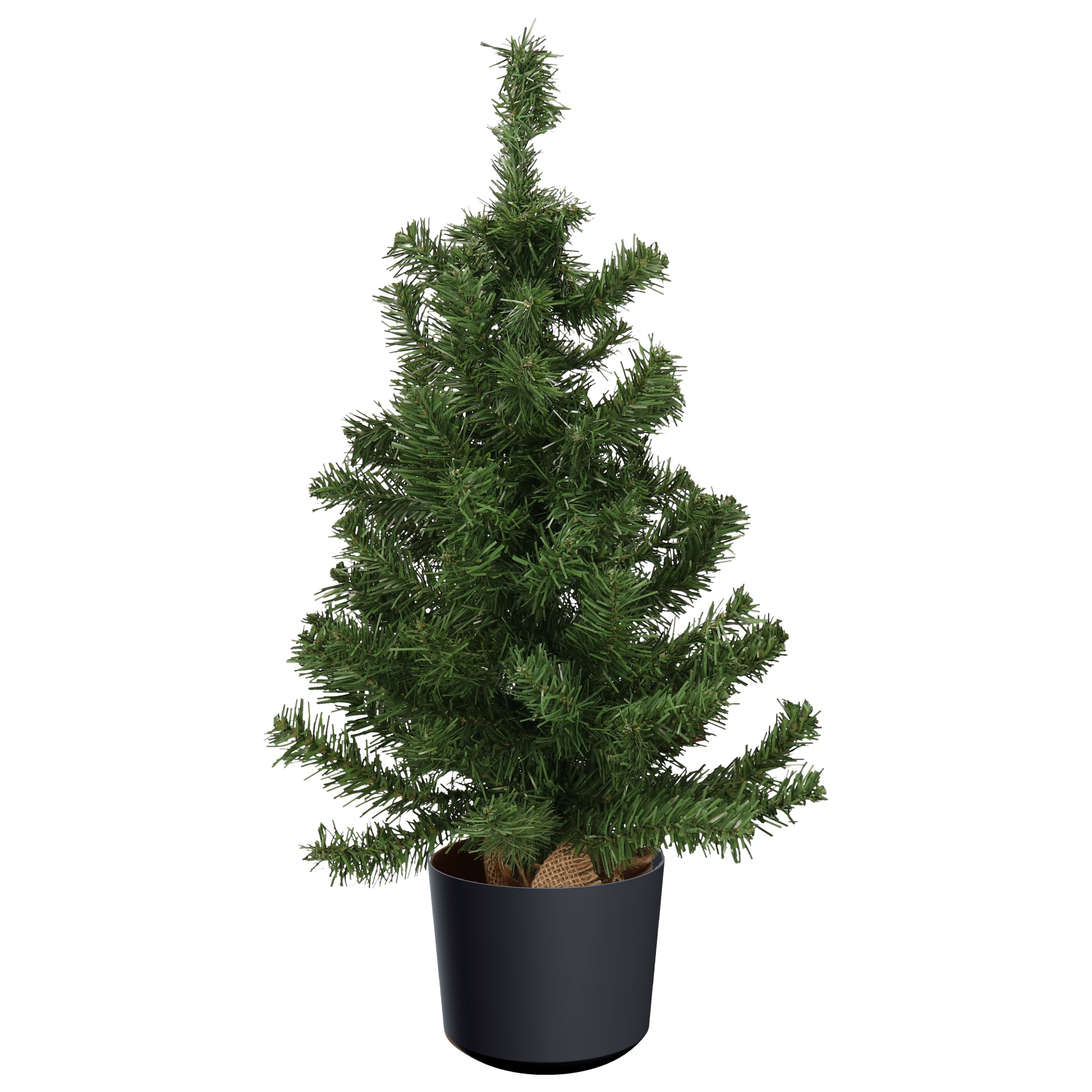 Mini kerstboom groen in kunststof pot antraciet grijs 75 cm