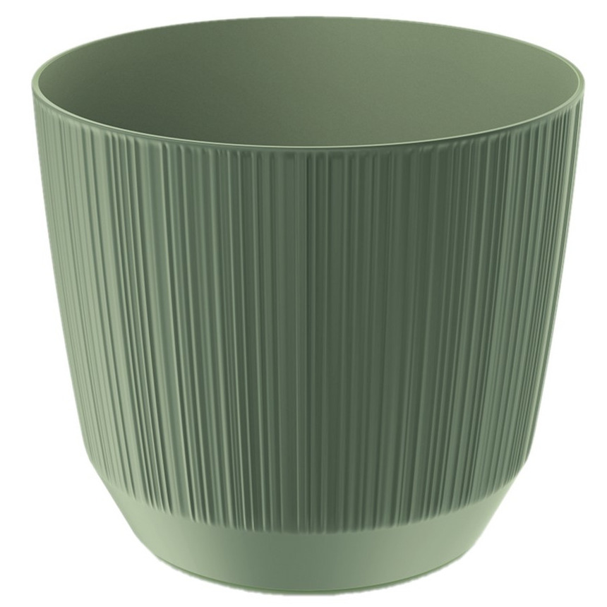 Moderne carf-stripe plantenpot-bloempot kunststof dia 15 cm-hoogte 13 cm groen