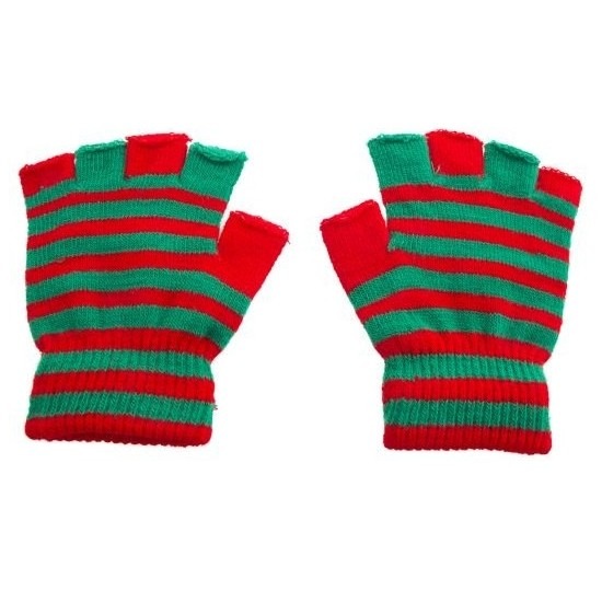 Mofjes handschoenen in rood groenkleur one size