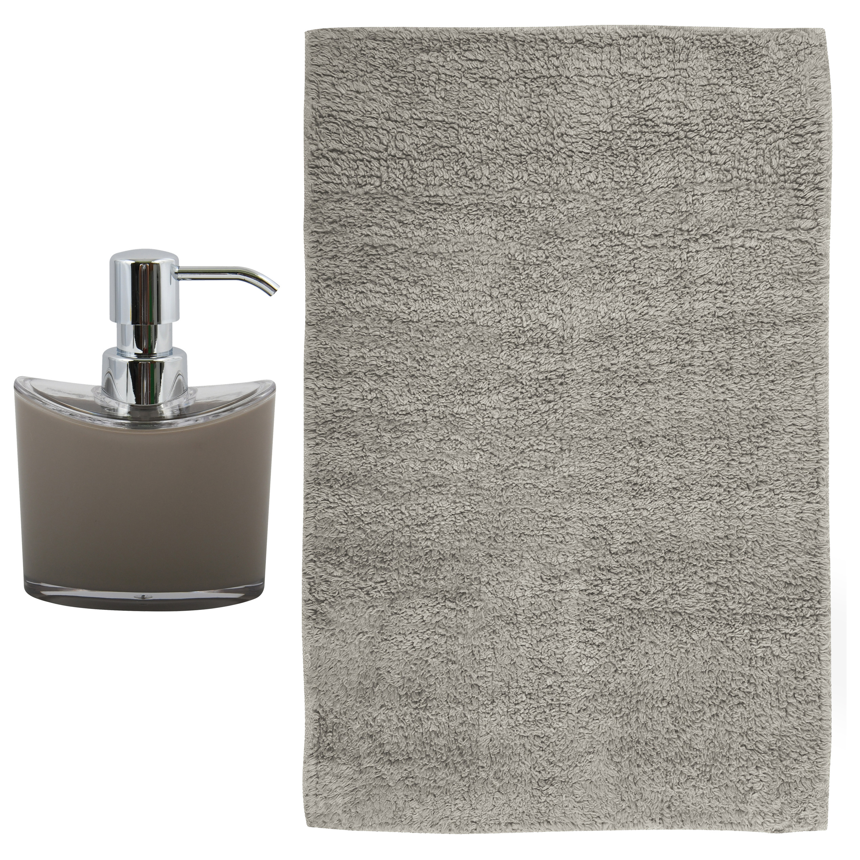 MSV badkamer droogloop mat-tapijt Sienna 40 x 60 cm bijpassende kleur zeeppompje beige