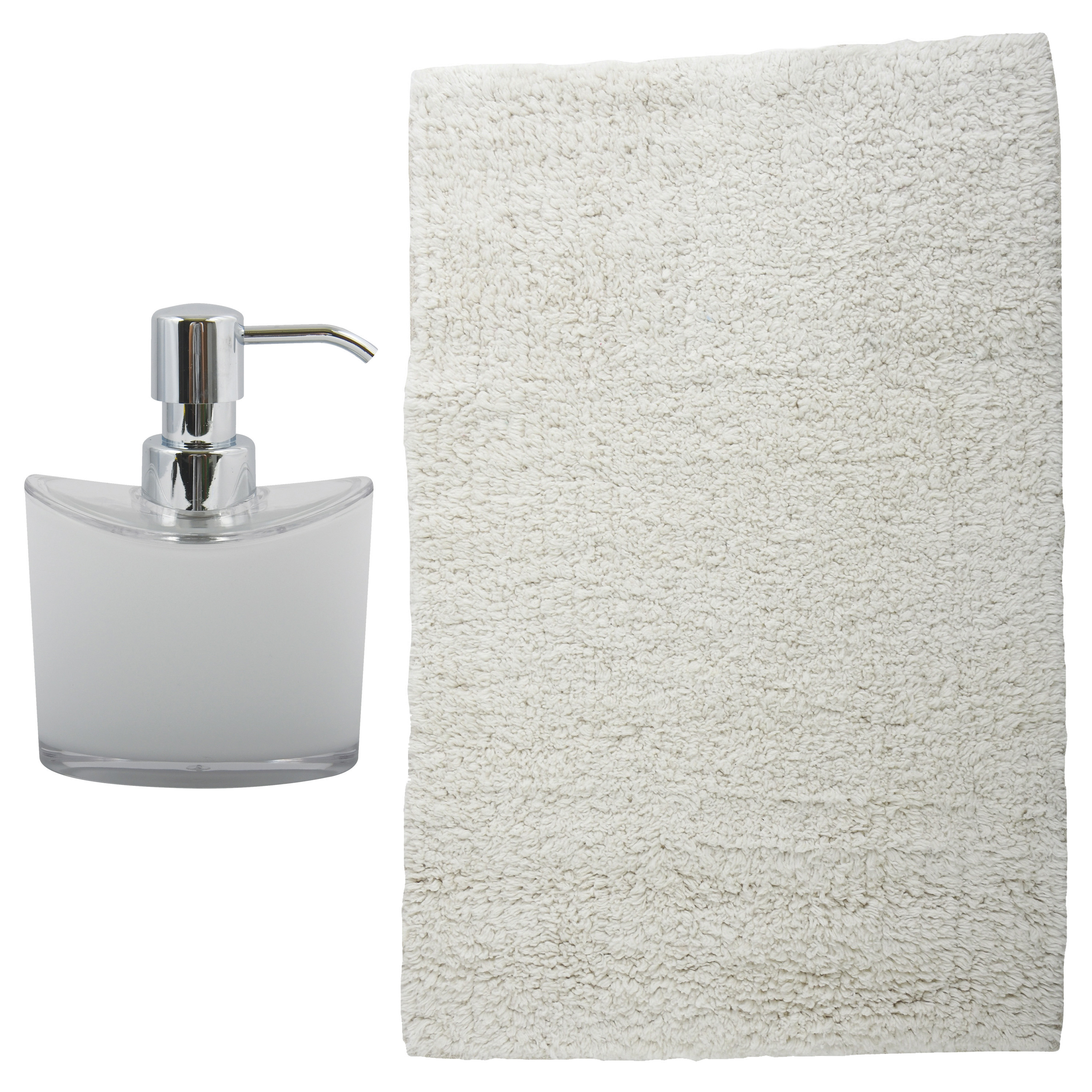 MSV badkamer droogloop mat-tapijt Sienna 40 x 60 cm bijpassende kleur zeeppompje wit