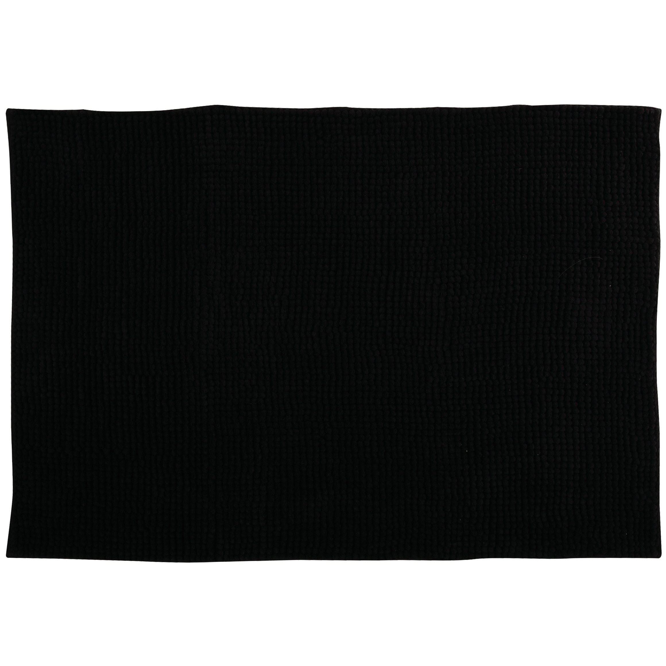 MSV Badkamerkleed-badmat tapijtje voor op de vloer zwart 50 x 80 cm Microvezel