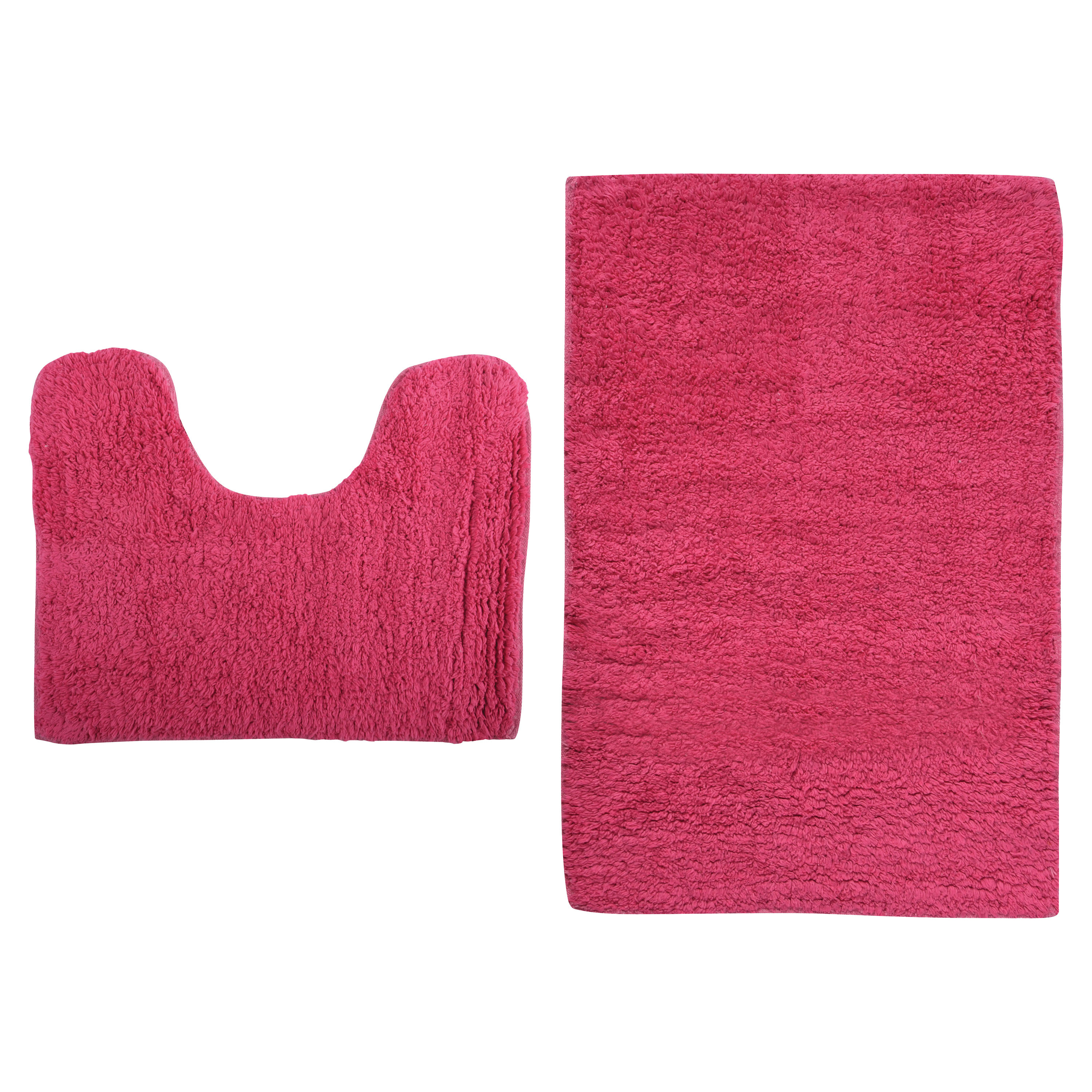 MSV Badkamerkleedje-badmatten set voor op de vloer fuchsia roze 45 x 70 cm-45 x 35 cm