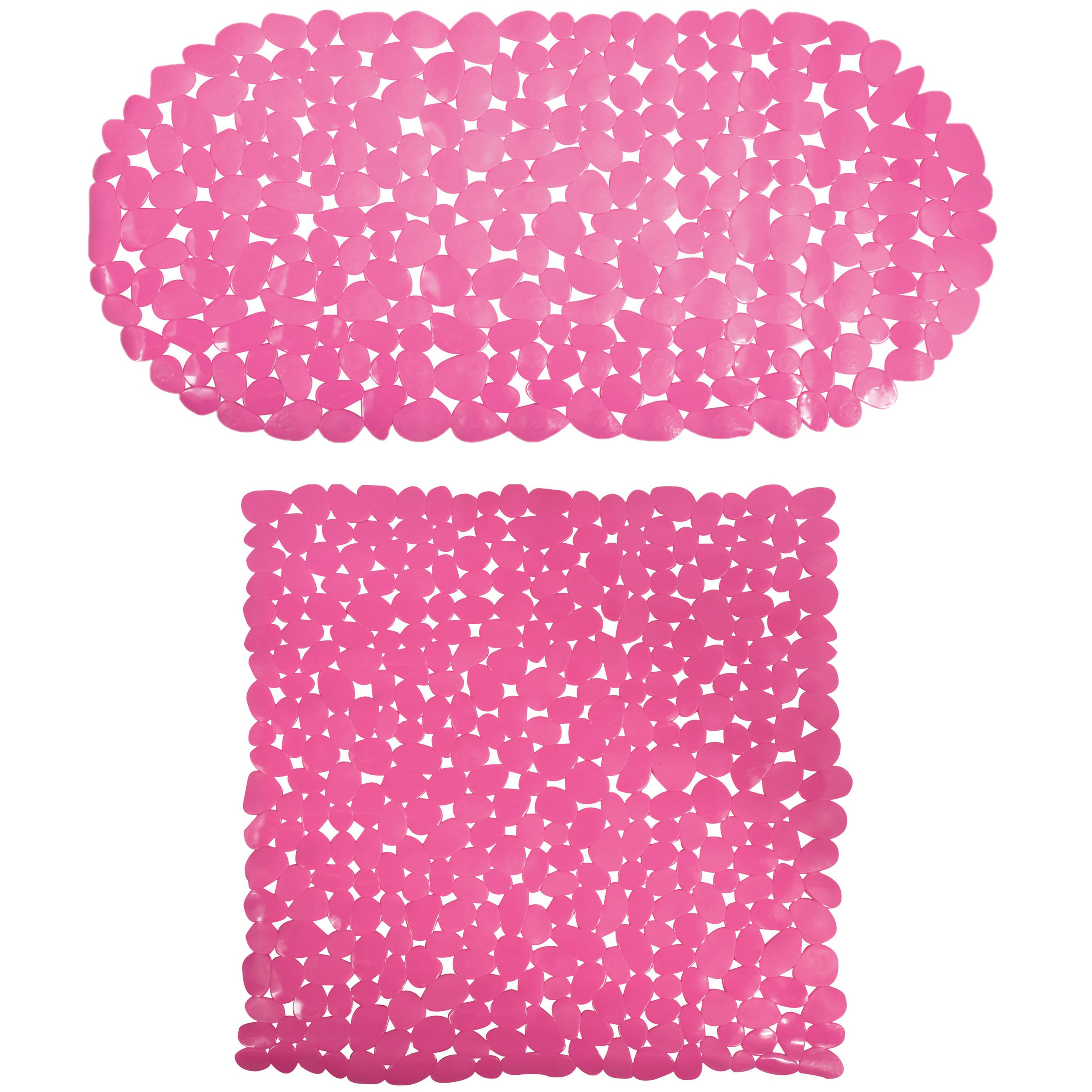 MSV Douche-bad anti-slip matten set badkamer pvc 2x stuks fuchsia roze 2 formaten