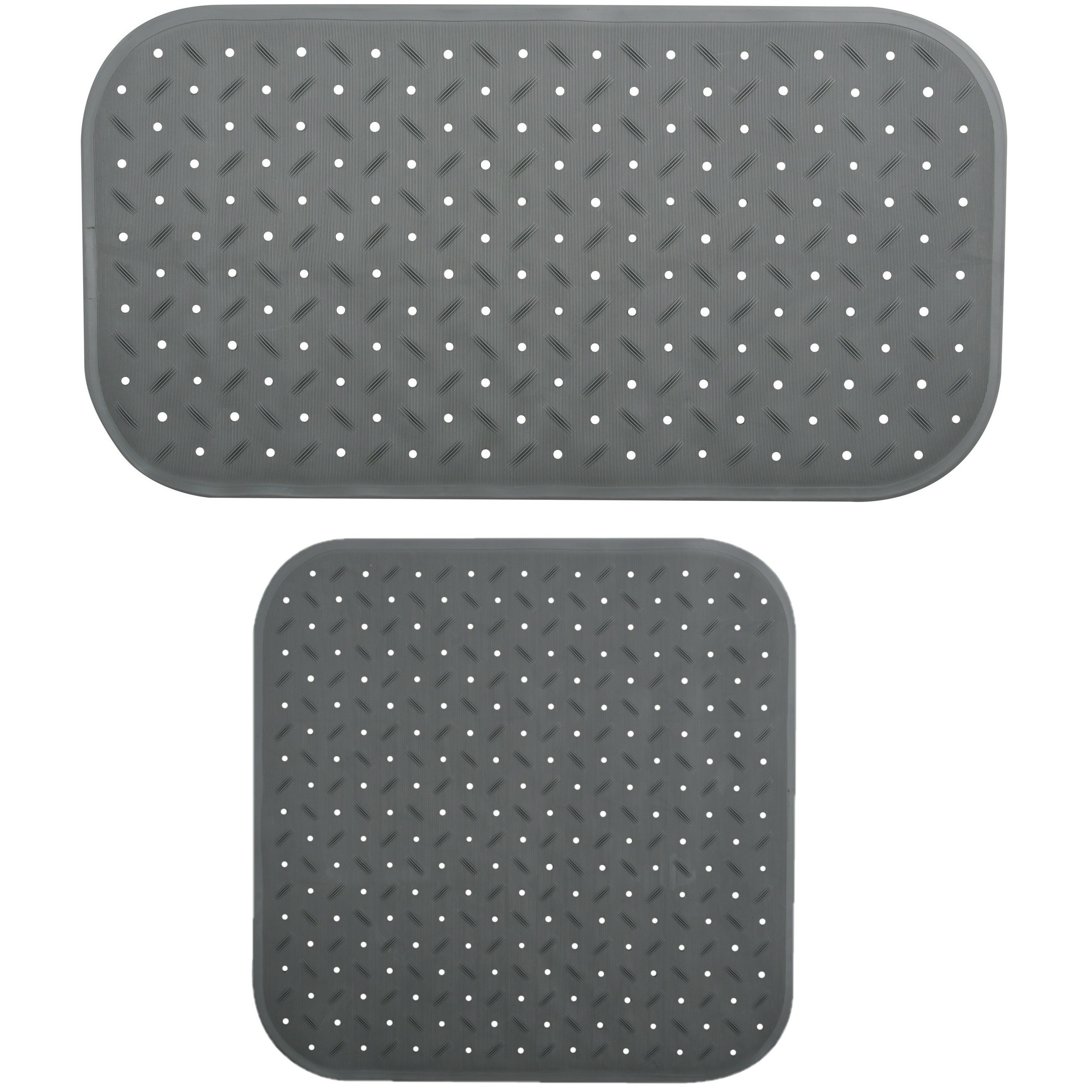 MSV Douche-bad anti-slip matten set badkamer rubber 2x stuks donkergrijs 2 formaten