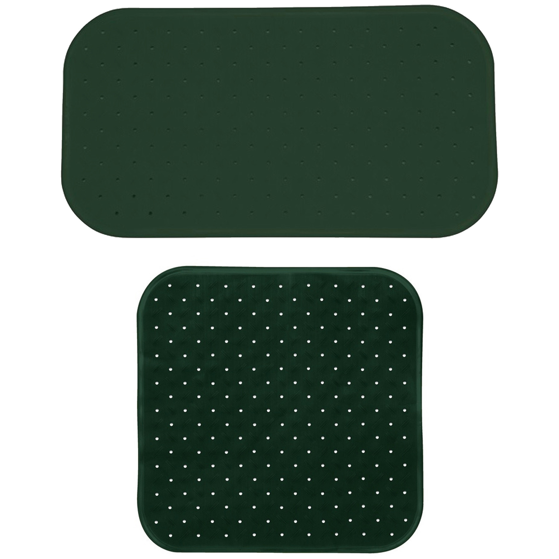 MSV Douche-bad anti-slip matten set badkamer rubber 2x stuks donkergroen 2 formaten