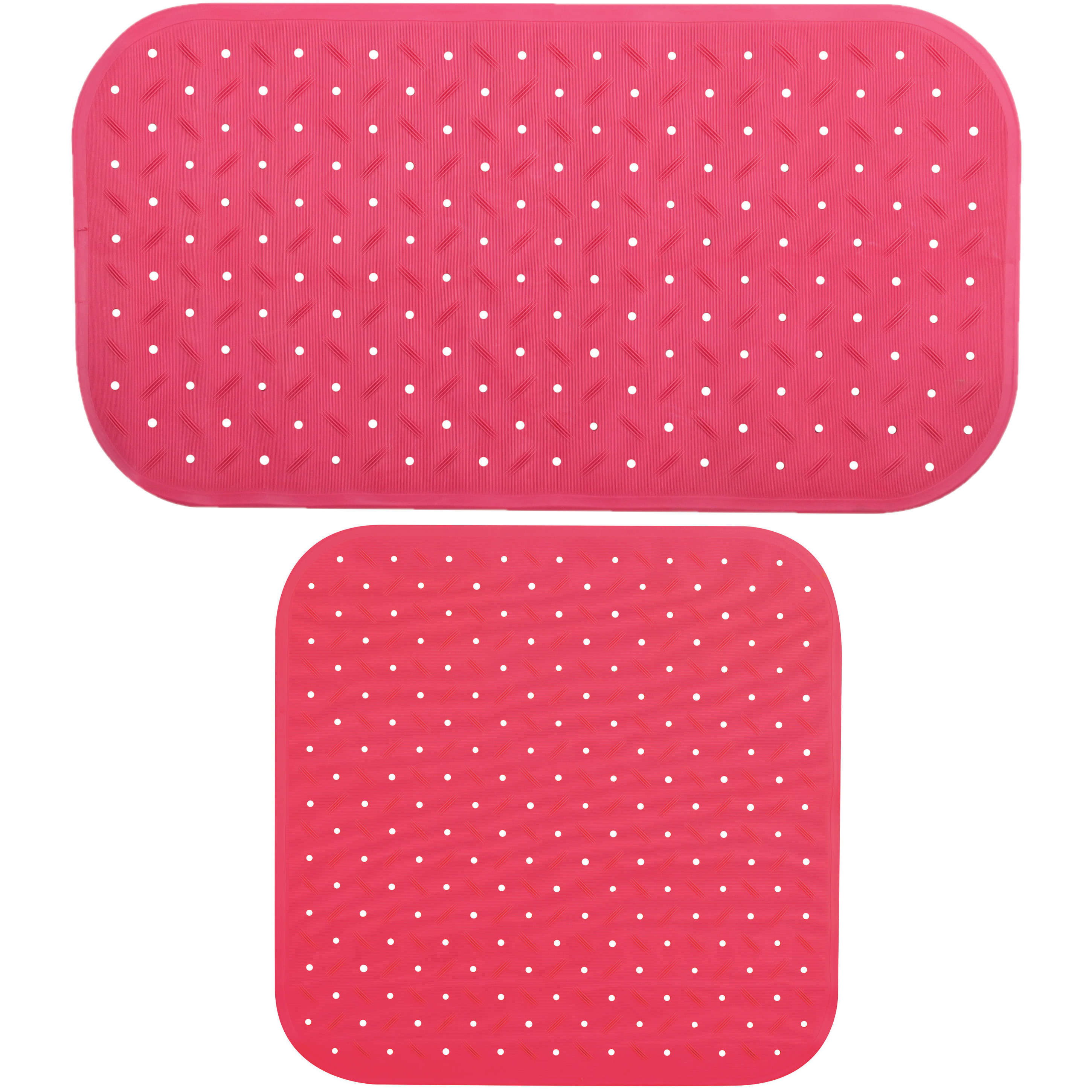 MSV Douche-bad anti-slip matten set badkamer rubber 2x stuks fuchsia roze 2 formaten