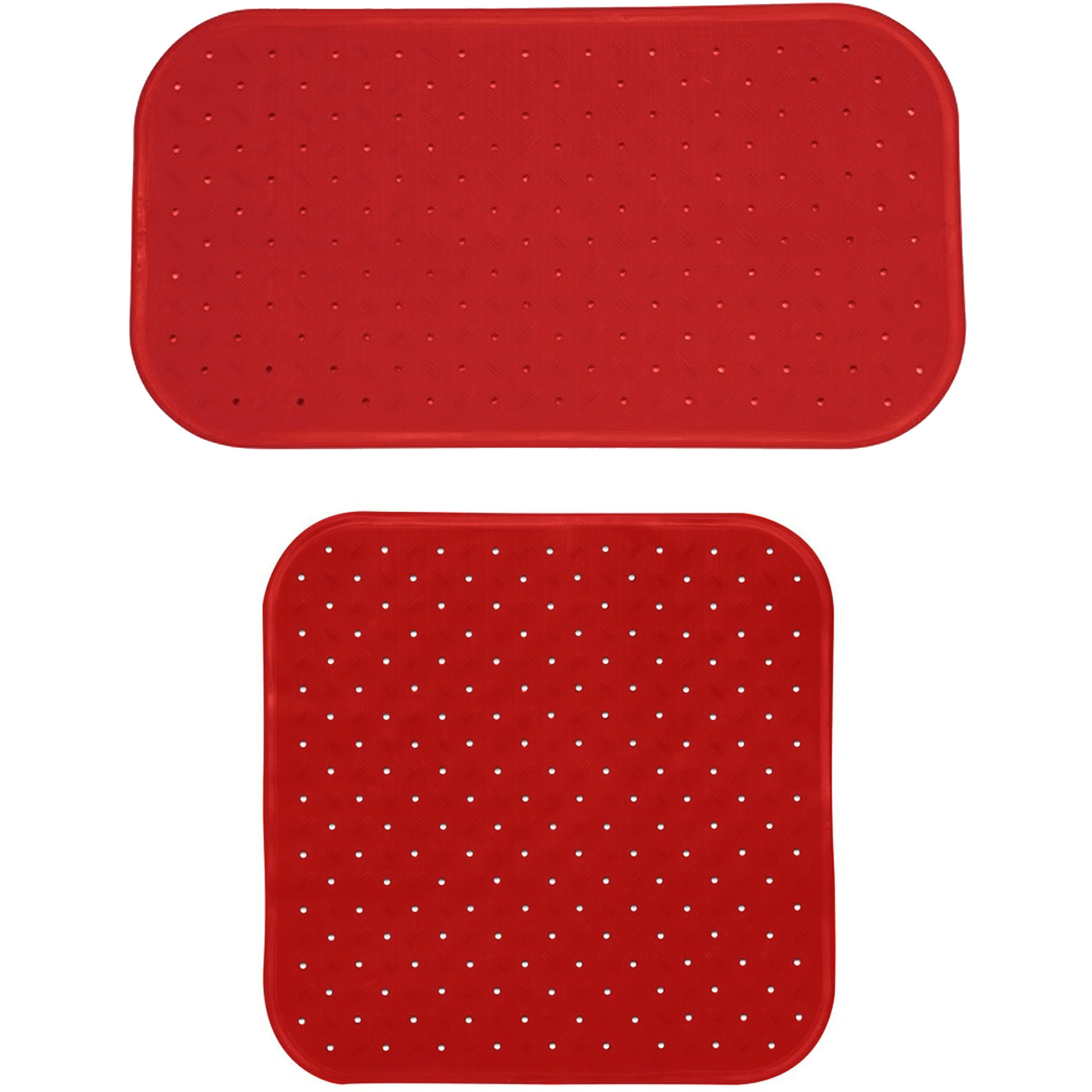 MSV Douche-bad anti-slip matten set badkamer rubber 2x stuks terracotta 2 formaten