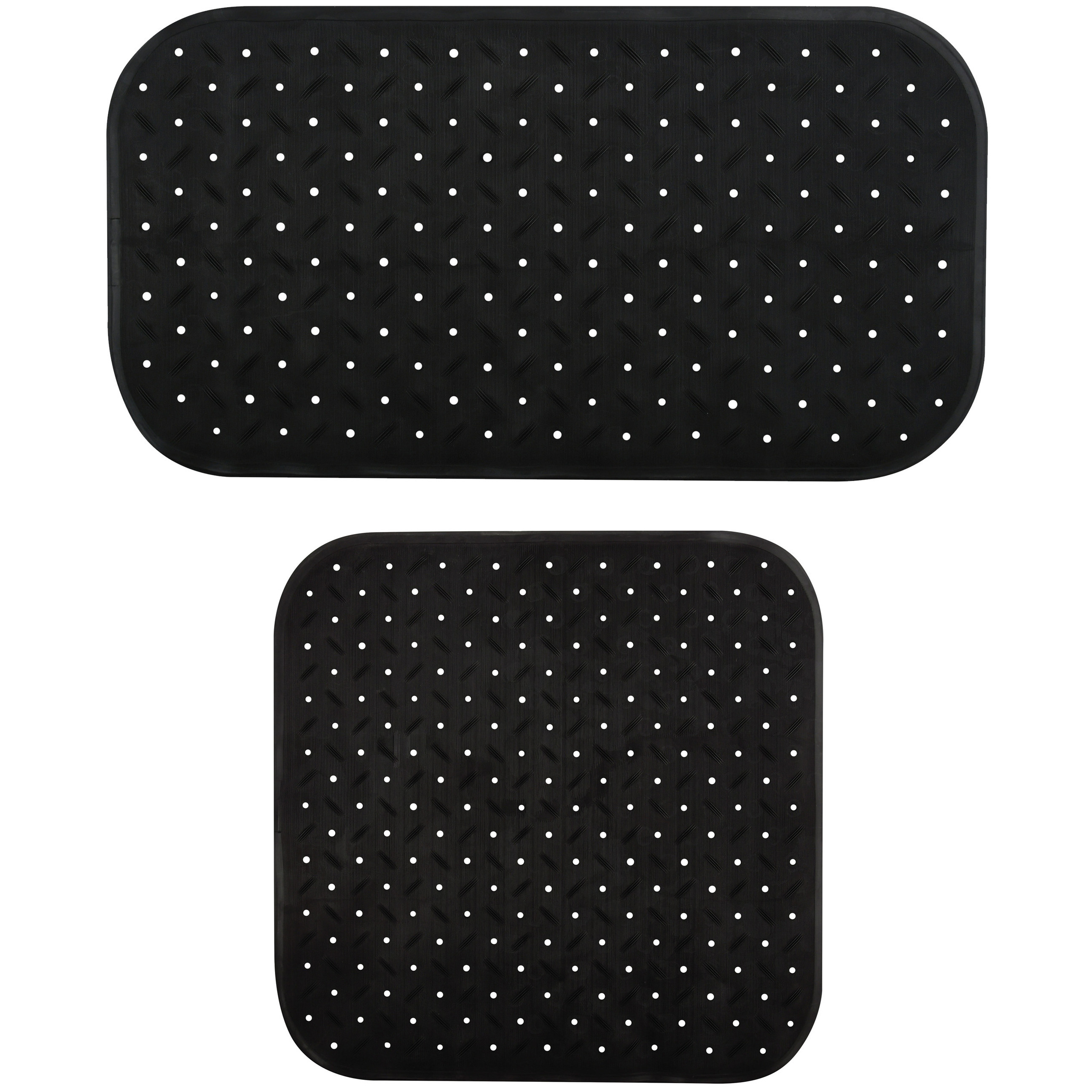 MSV Douche-bad anti-slip matten set badkamer rubber 2x stuks zwart 2 formaten
