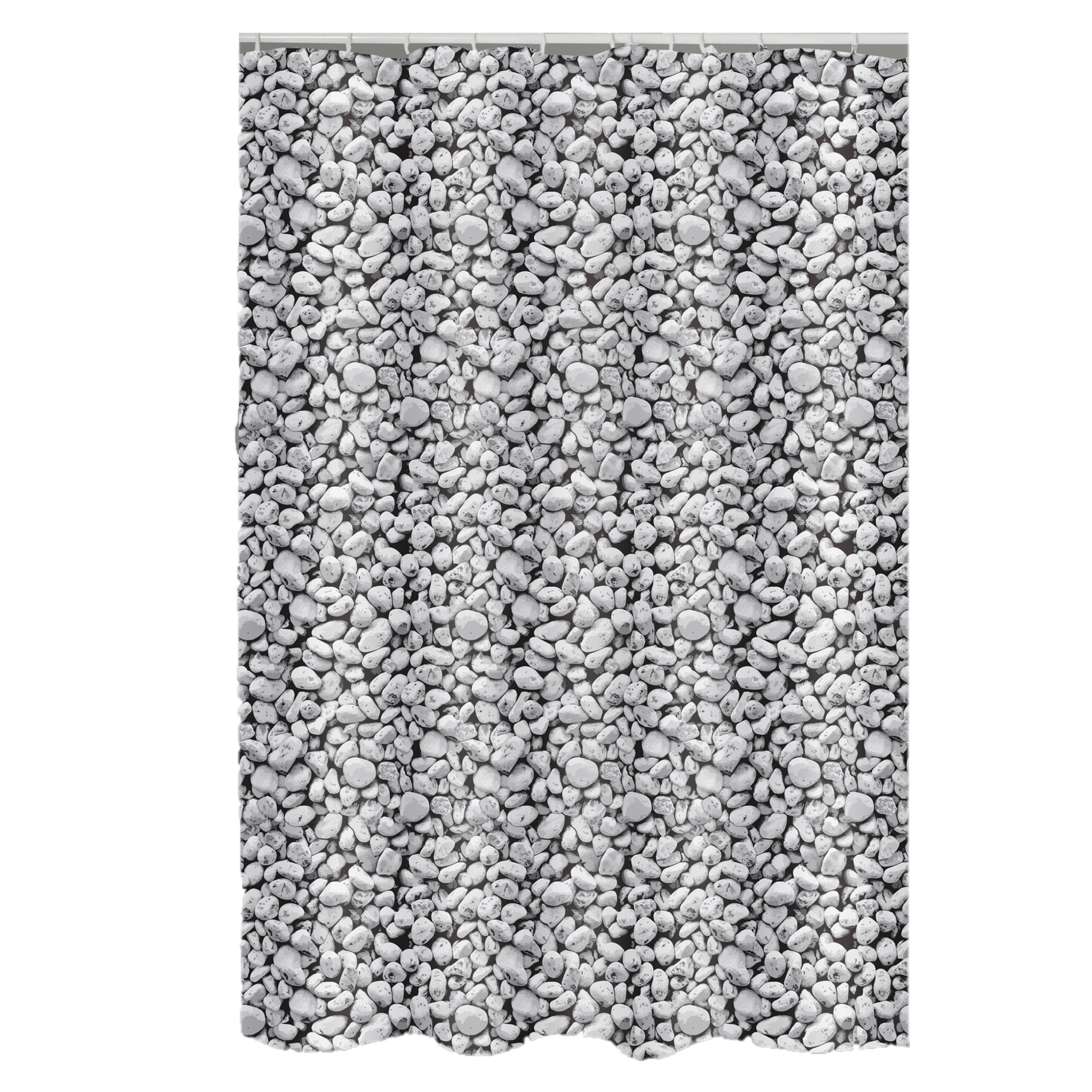 MSV Douchegordijn met ringen grijs kiezels print Polyester 180 x 200 cm wasbaar