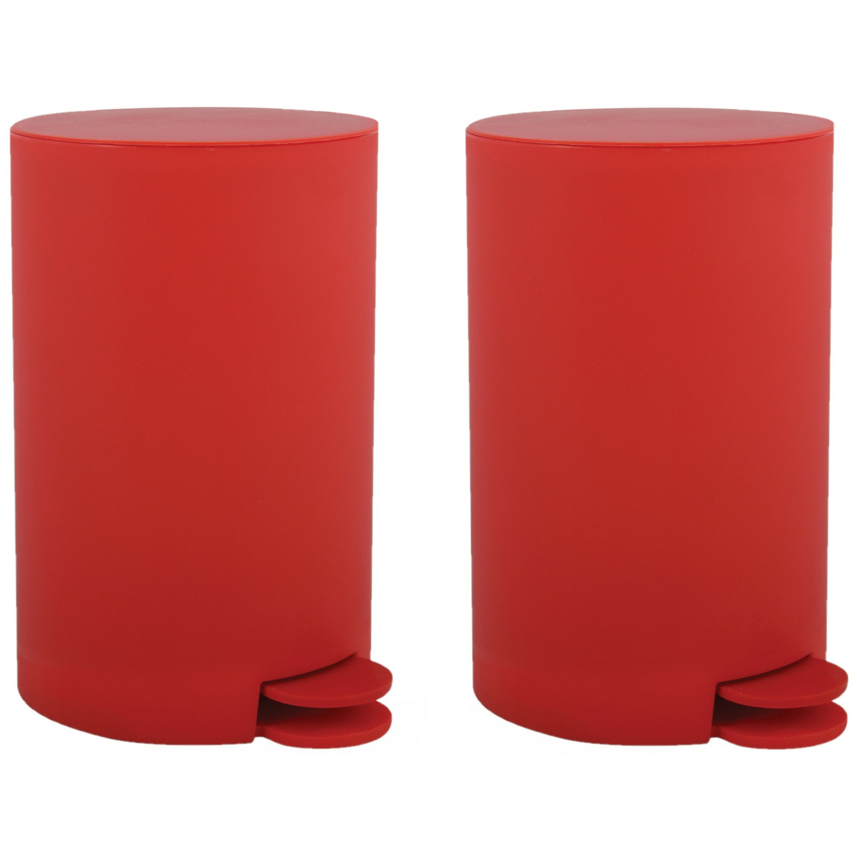 MSV kleine pedaalemmer 2x kunststof rood 3L 15 x 27 cm Badkamer-toilet