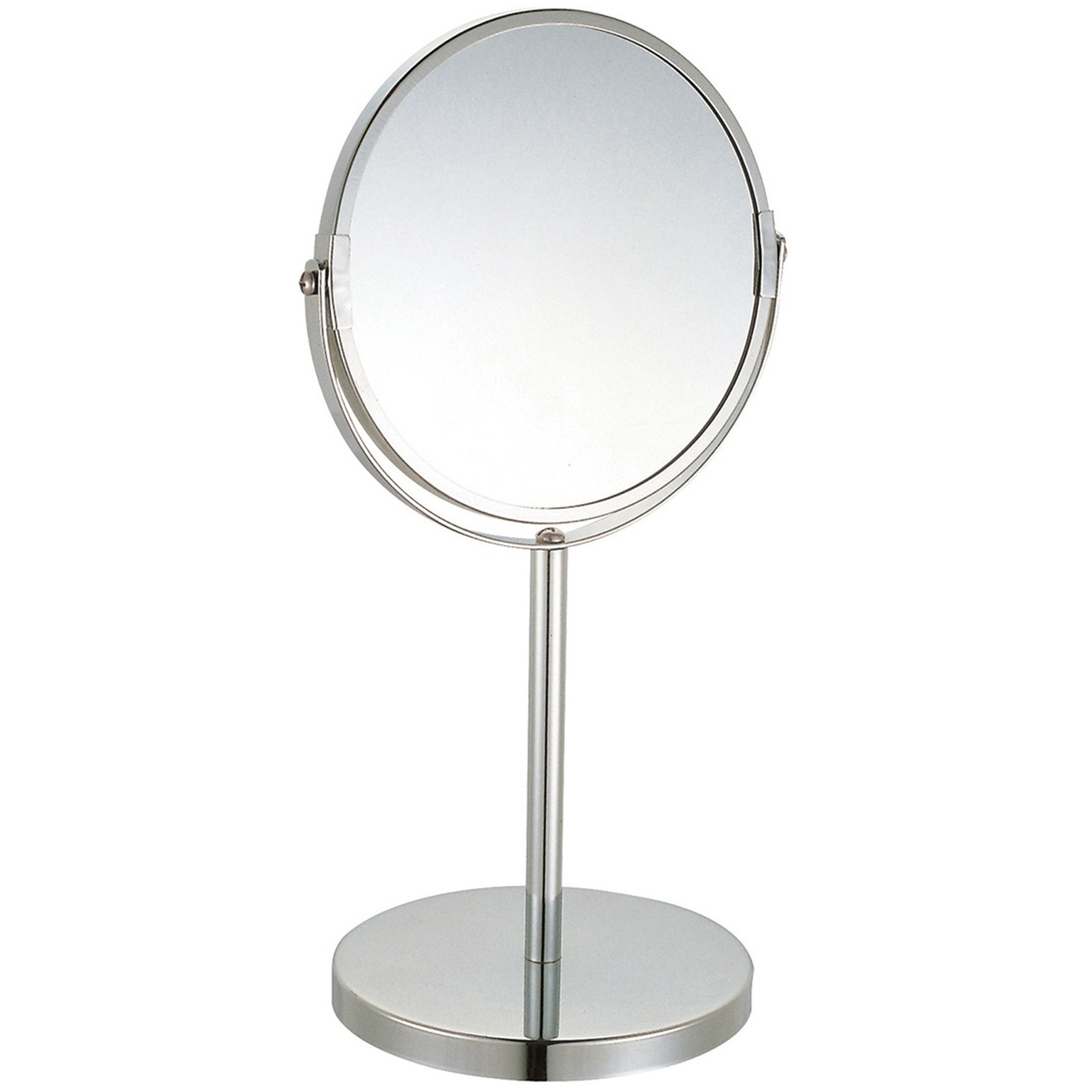 MSV Make-up spiegel 2-zijdig-3x vergrotend op stevige voet chrome zilver Dia 17 cm