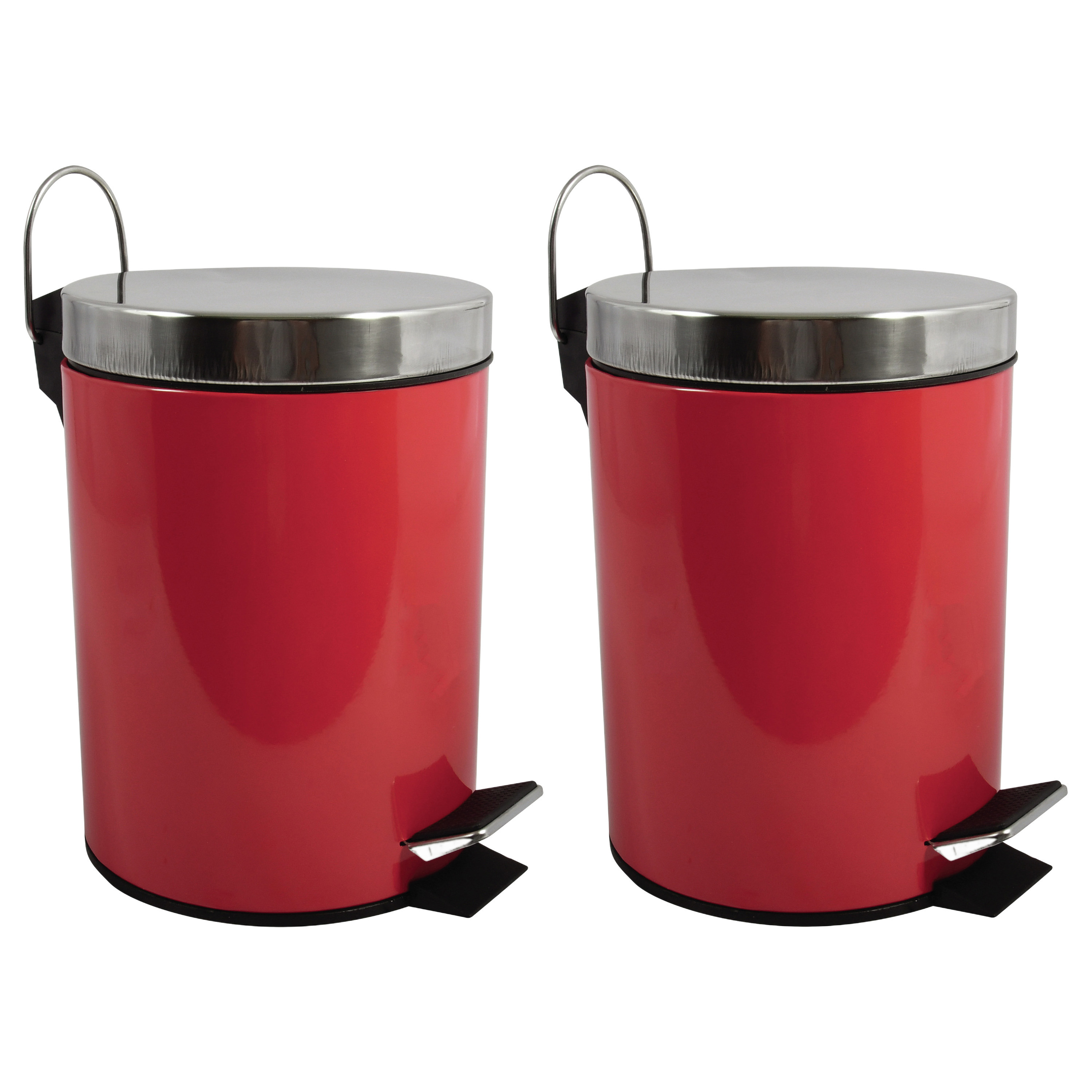 MSV Prullenbak-pedaalemmer 2x metaal rood 3 liter 17 x 25 cm Badkamer-toilet