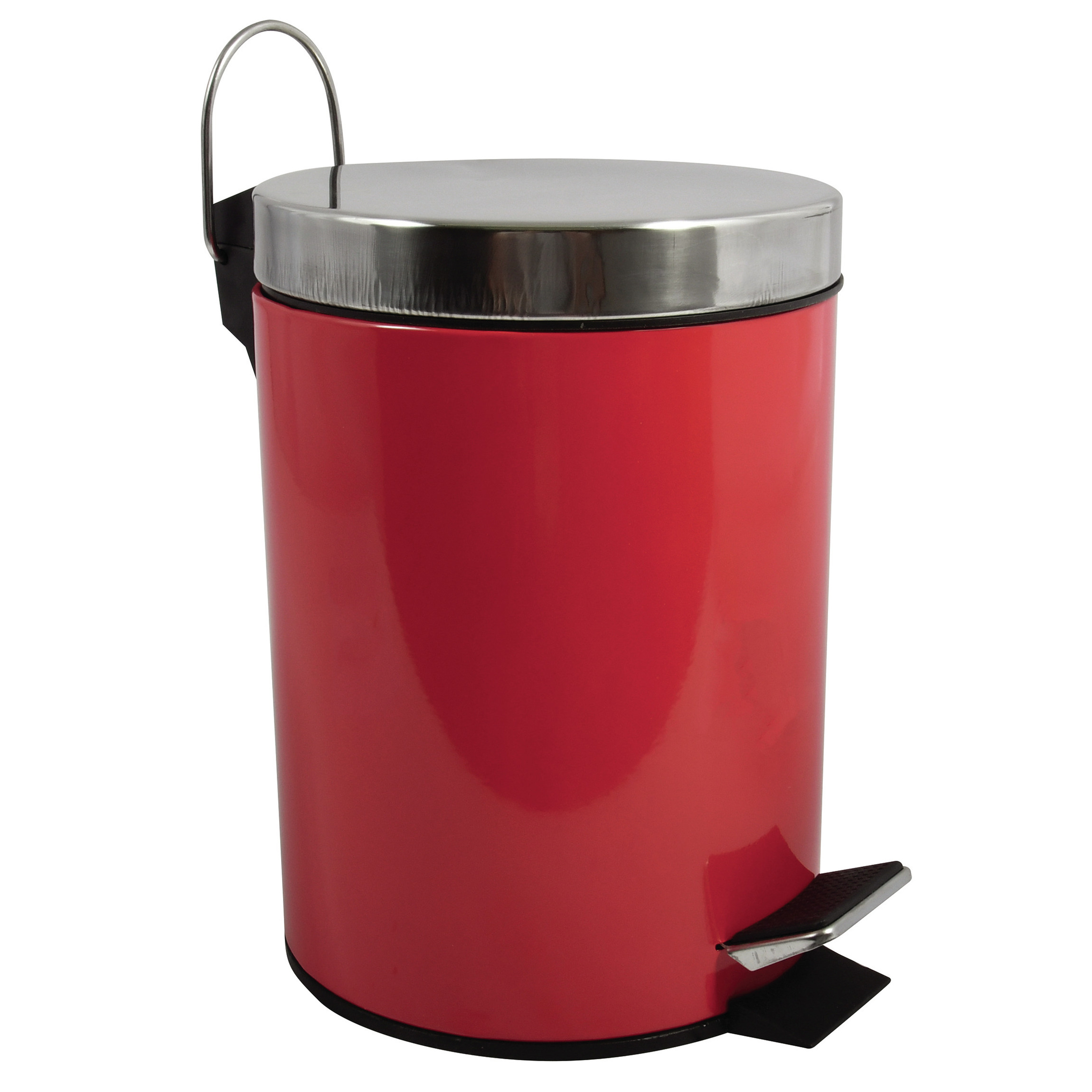 MSV Prullenbak-pedaalemmer metaal rood 3 liter 17 x 25 cm Badkamer-toilet
