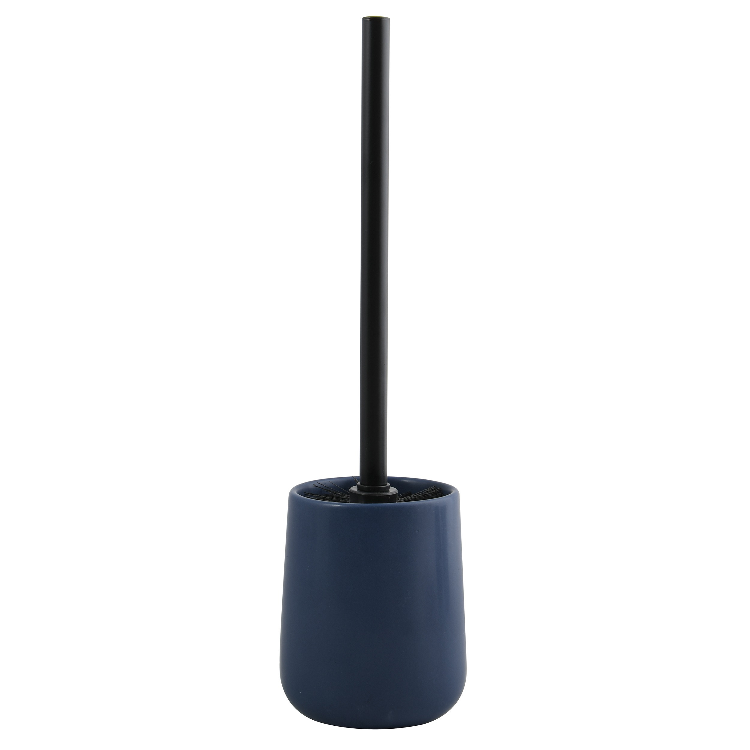 MSV Toiletborstel in houder-wc-borstel Malmo keramiek-rvs donkerblauw-zwart 39 x 10 cm