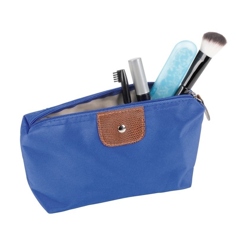 Multifunctionele toilet-make-up-opberg tas blauw 17 cm voor heren-dames met kunstleer detail