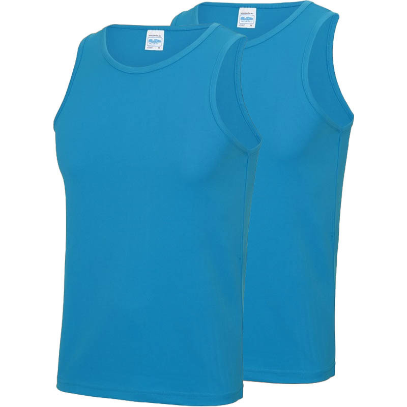 Multipack 2x Maat L Sportkleding sneldrogende mouwloze shirts blauw voor mannen-heren
