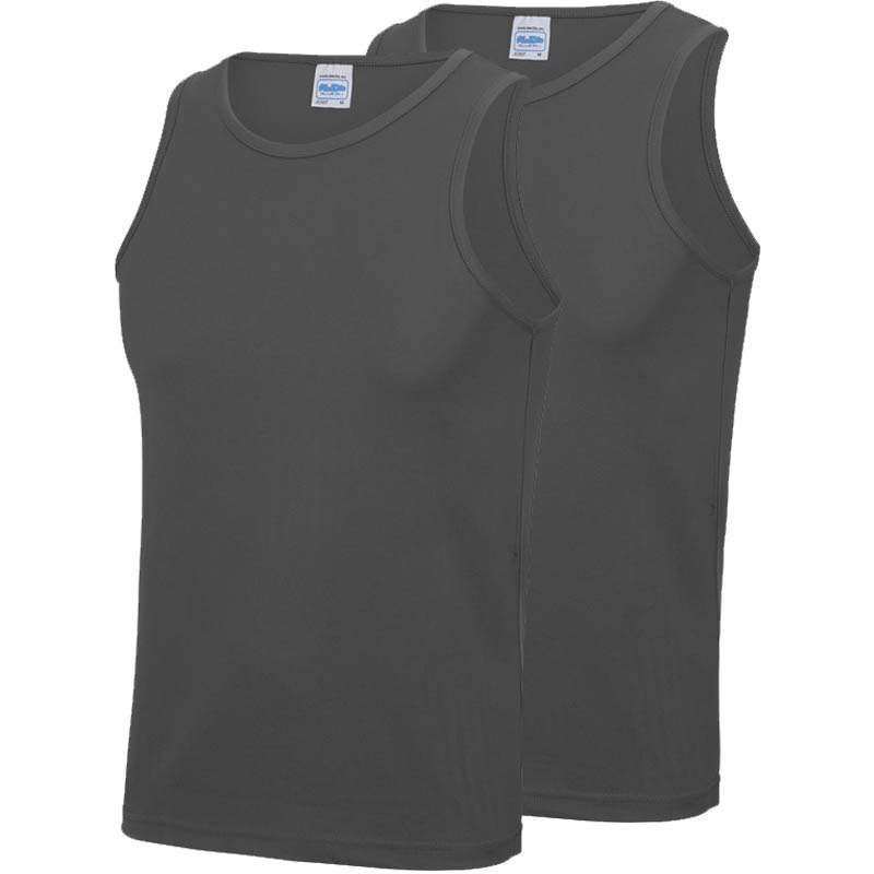 Multipack 2x Maat M Sportkleding sneldrogende mouwloze shirts grijs voor mannen-heren