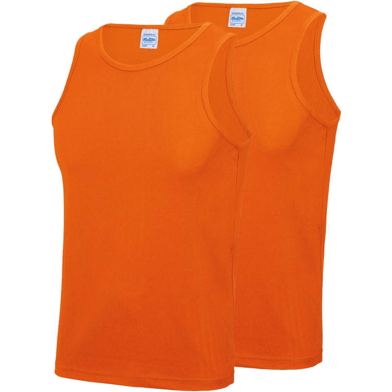 Multipack 2x Maat M Sportkleding sneldrogende mouwloze shirts oranje voor mannen-heren