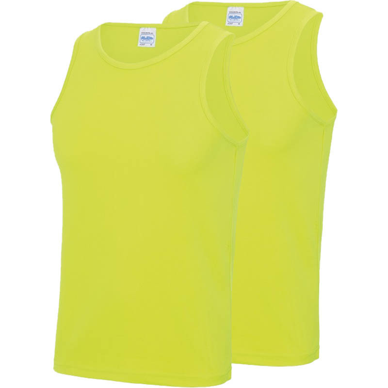Multipack 2x Maat XL Sportkleding sneldrogende mouwloze shirts neon geel voor mannen-heren