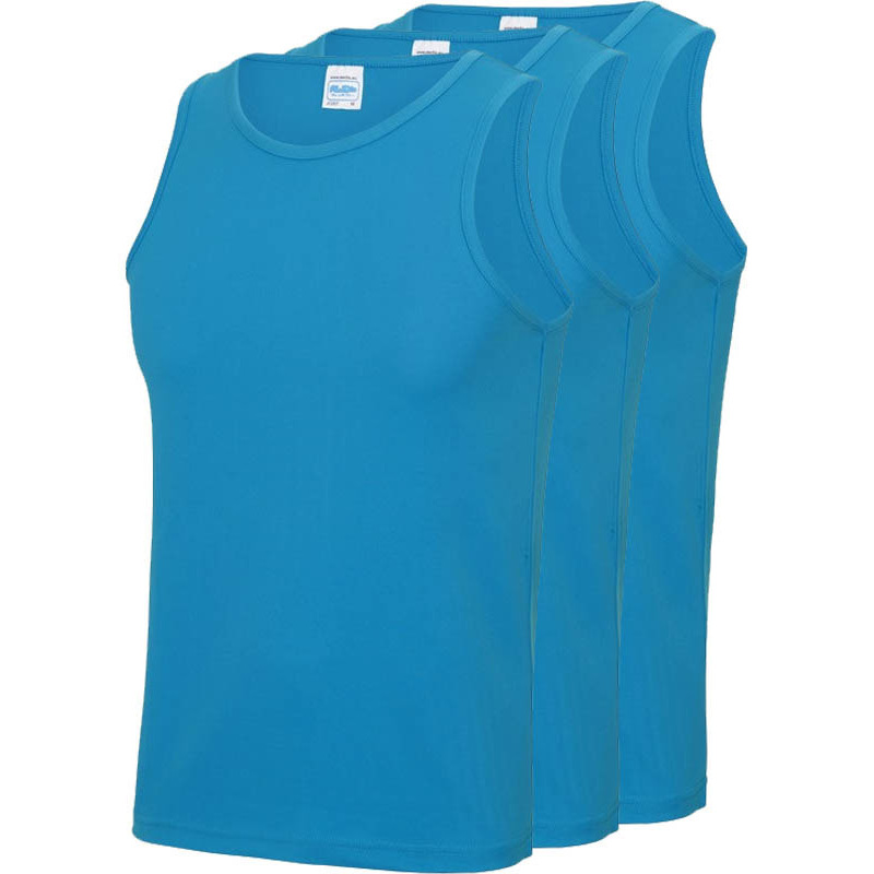 Multipack 3x Maat L Sportkleding sneldrogende mouwloze shirts blauw voor mannen-heren