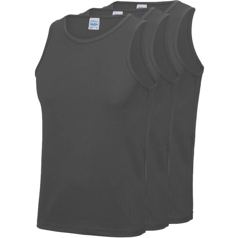 Multipack 3x Maat L Sportkleding sneldrogende mouwloze shirts grijs voor mannen-heren