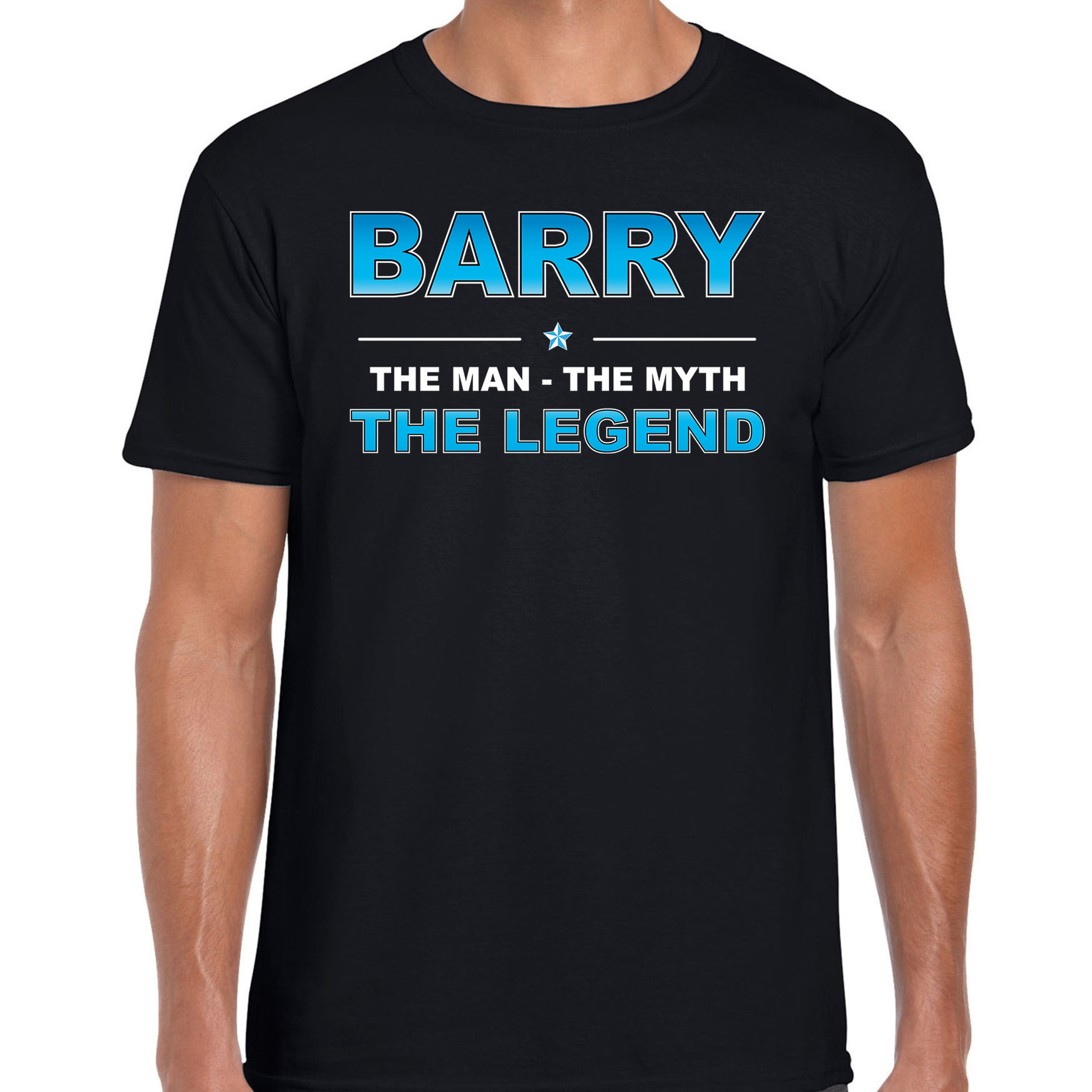 Naam Barry The man, The myth the legend shirt zwart cadeau shirt