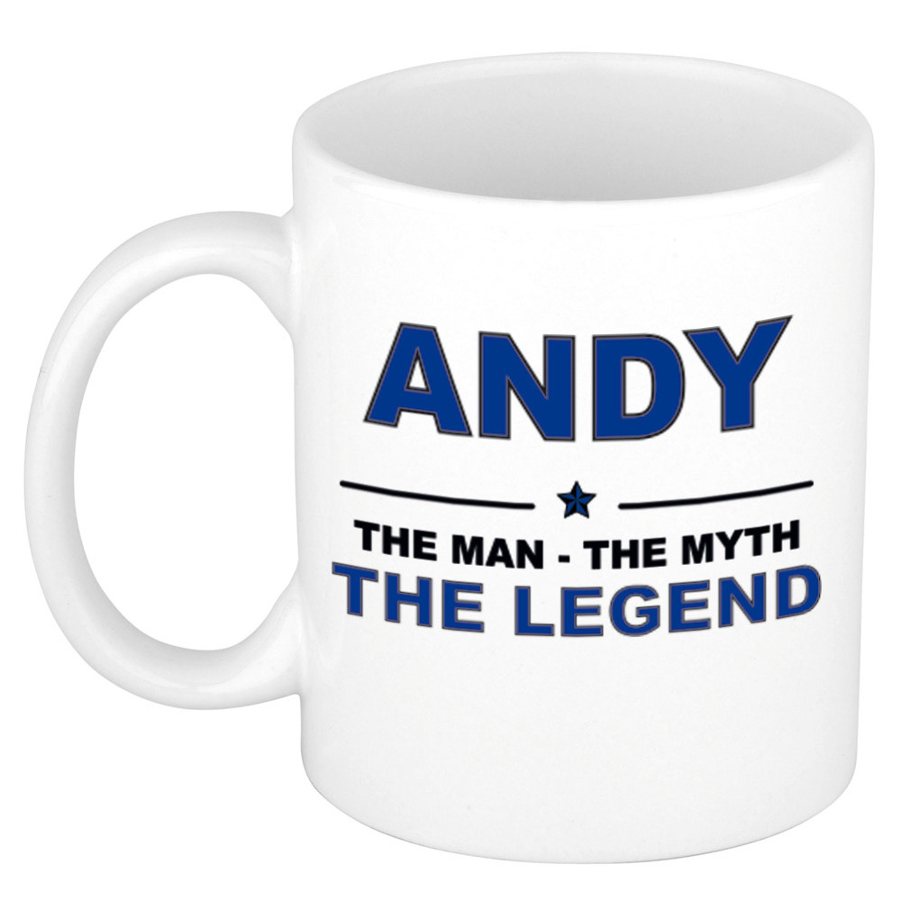 Naam cadeau mok- beker Andy The man, The myth the legend 300 ml