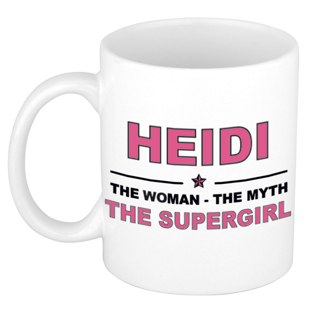 Naam cadeau mok- beker Heidi The woman, The myth the supergirl 300 ml