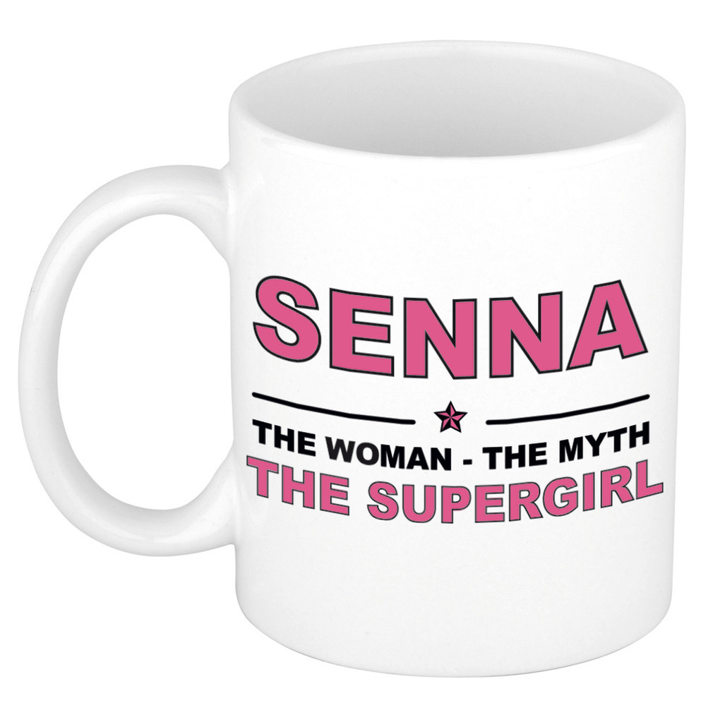 Naam cadeau mok- beker Senna The woman, The myth the supergirl 300 ml