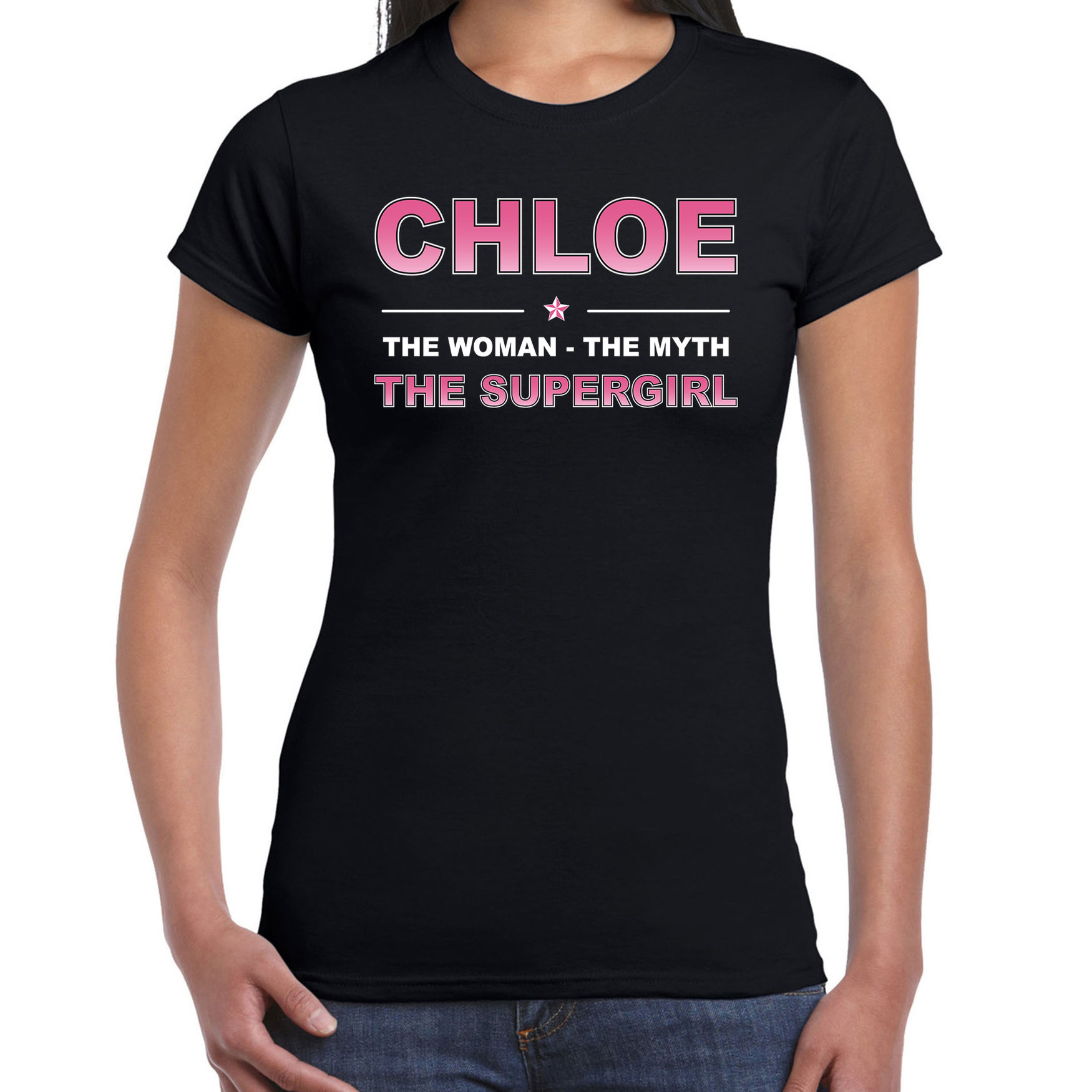 Naam Chloe The women, The myth the supergirl shirt zwart cadeau shirt